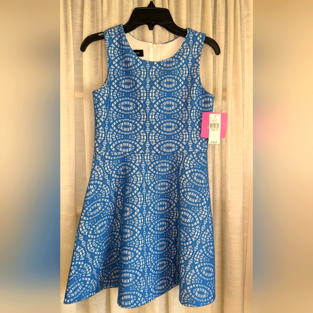 Girls Blue Sleeveless Dress - Size 12